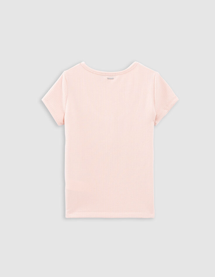 Roze T-shirt honingraattricot meisjes-5
