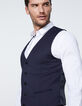 Men’s navy fine-stripe suit waistcoat-5