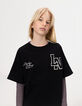 T-shirt 2-en-1 rayé et t-shirt noir manches courtes fille-1