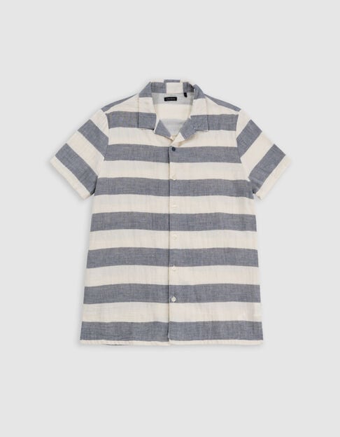 Chemise marine motif larges rayures garçon - IKKS