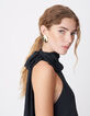 Women's navy long dress with fixed scarf-5
