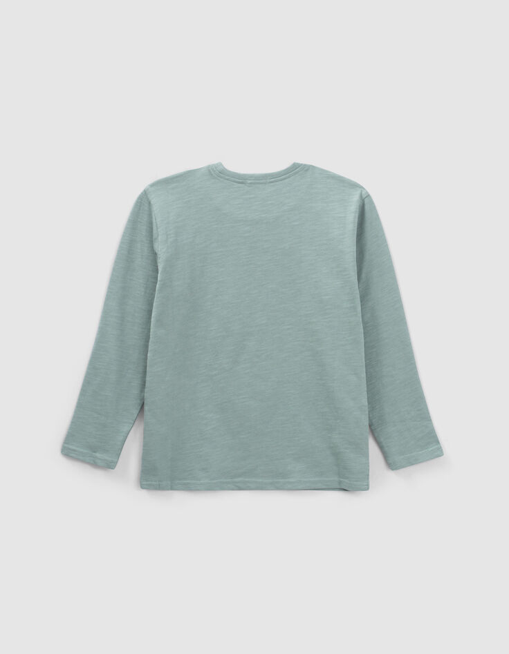 Boys&rsquo; green T-shirt with embossed footprint-3