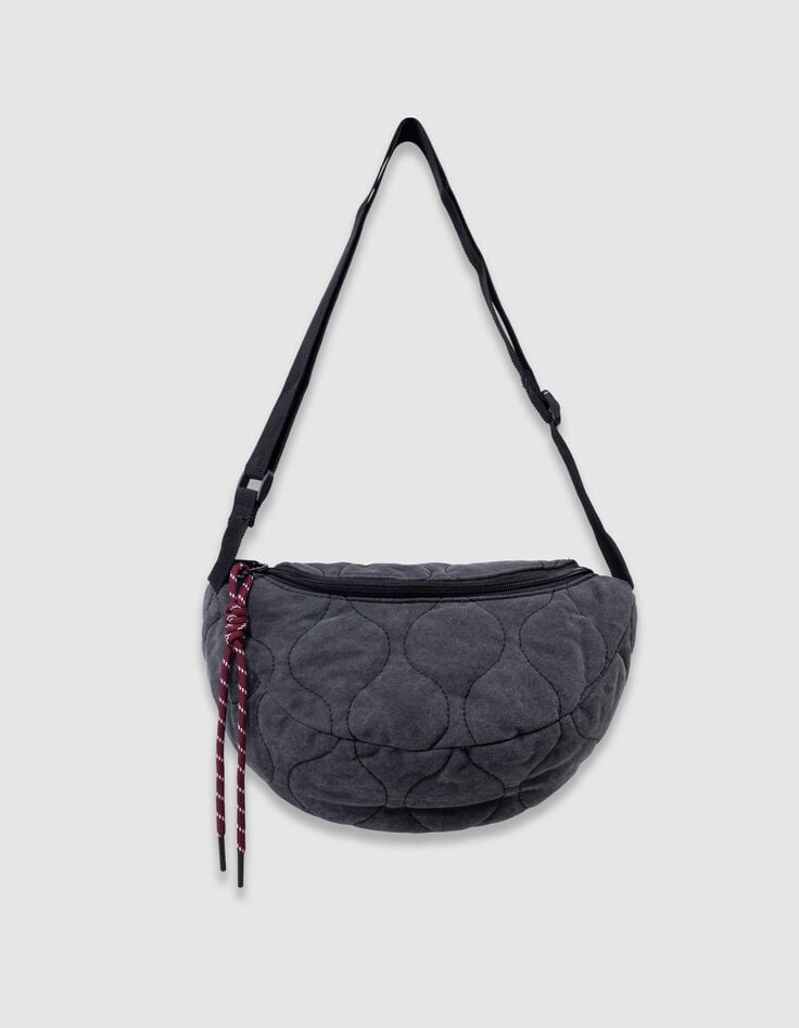 Sac banane gris matelassé fille-1 Sac banane gris matelassé fille-1