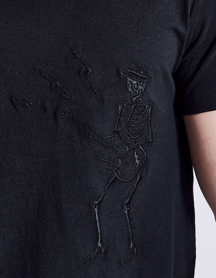 Tee-shirt noir brodé skeleton Homme - IKKS