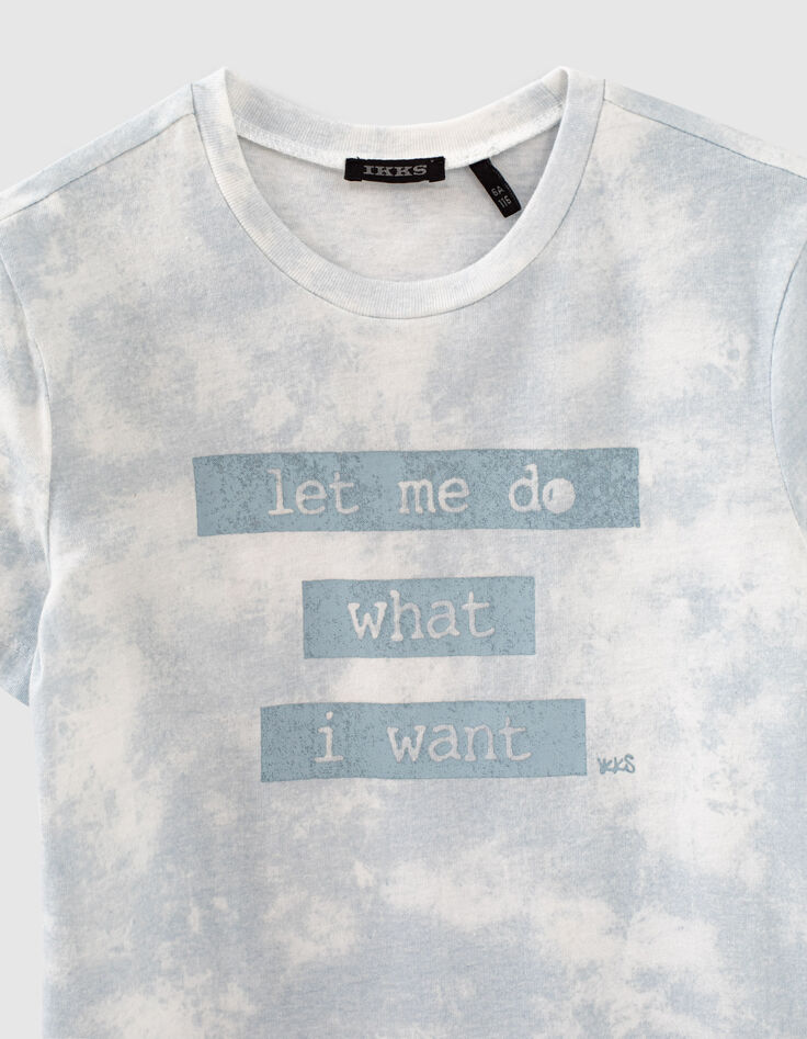 Blaues Tie-Dye-Jungen-T-Shirt mit Schriftzug -2