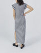 Robe longue marine à rayures esprit marinière Femme-3