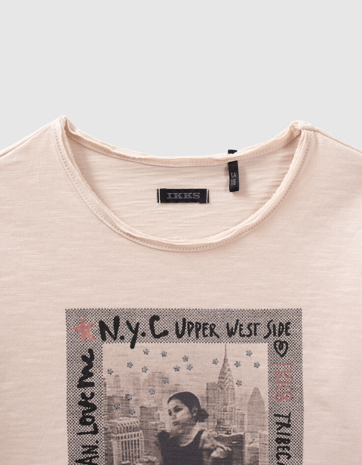 Camiseta beige algodón ecológico bailarina niña-2