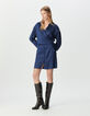 Robe chemise marine effet cache-coeur motif rayures Femme-1