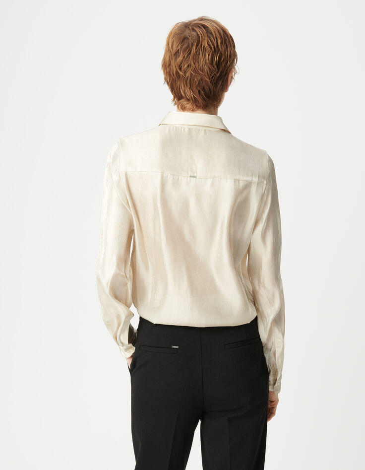 Dameshemd met beige goudlamé stropdas-3