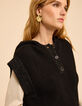 Pull &agrave; capuche noir tricot sans manches I.Code-4