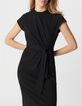 Robe midi noire &agrave; nouer c&ocirc;t&eacute; Femme-2