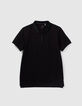 Polo noir DRY FAST maille piquée rayure verte Homme-1