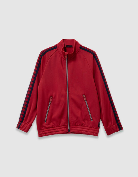 Cardigan zippé rouge rayures marine garçon - IKKS