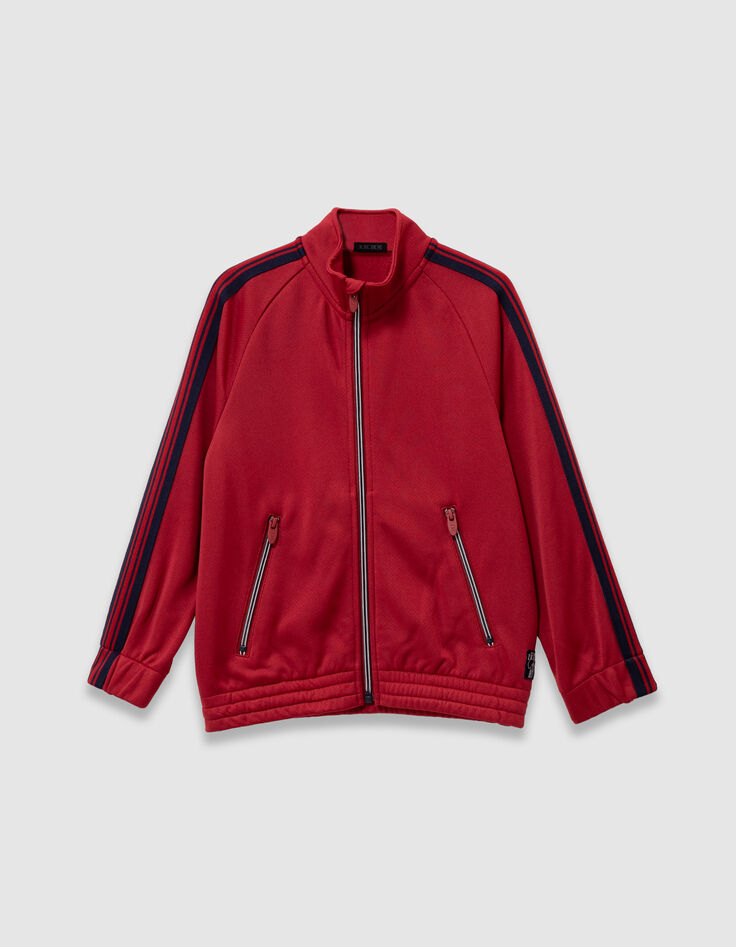 Cardigan zippé rouge rayures marine garçon-1 Cardigan zippé rouge rayures marine garçon-1
