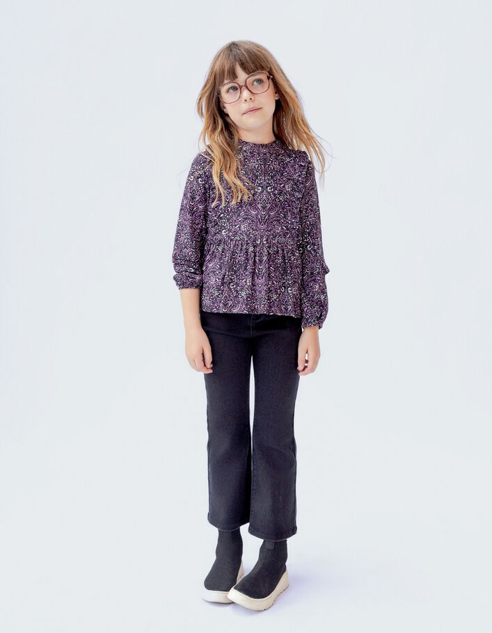 Girls’ black FLARED jeans with paisley print bow-2