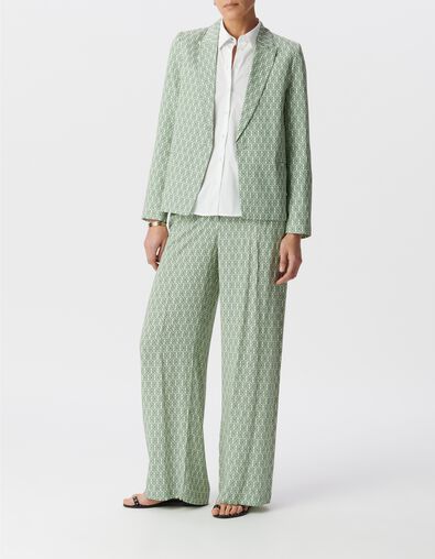 Pantalon fluide vert LENZING&trade; ECOVERO&trade; ethnique Femme - IKKS