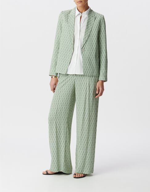 Pantalon fluide vert LENZING&trade; ECOVERO&trade; ethnique Femme - IKKS