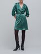 Robe émeraude métallisée plisssée Femme-1