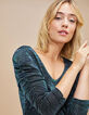 Robe noire brillante à manches bouffantes I.Code -1