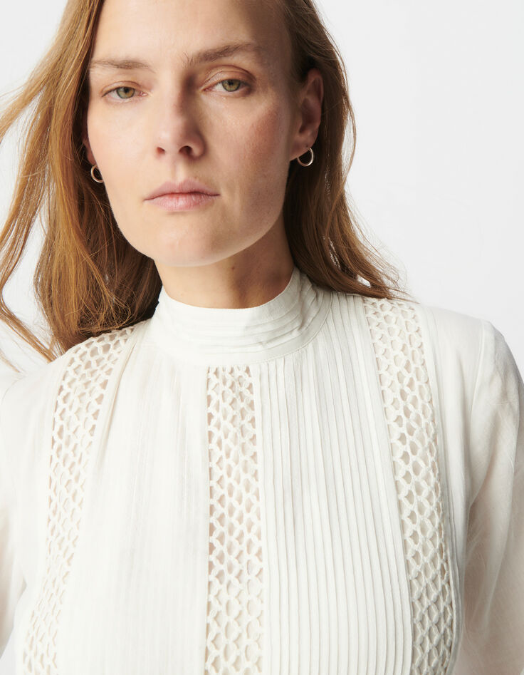 Off-white Bluse aus Bio-Baumwolle mit Besätzen Damen-5