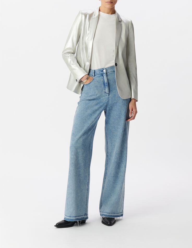 Damen Silber beschichtete Anzugjacke-5