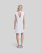 Vestido blanco roto reciclado collar detrás mujer-2
