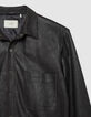 Sobrecamisa de cuero marr&oacute;n con capucha desmontable Hombre-9