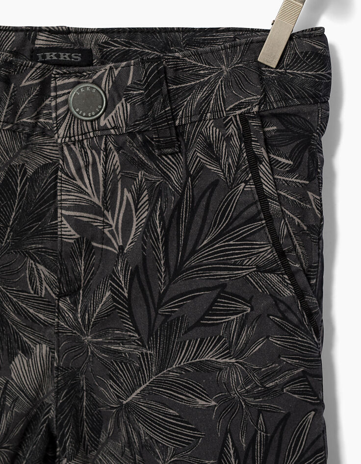 Bermudas chino negras estampado hojas niño -3