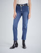 Jean droit bleu taille haute cropped effet sculpt up Femme-1