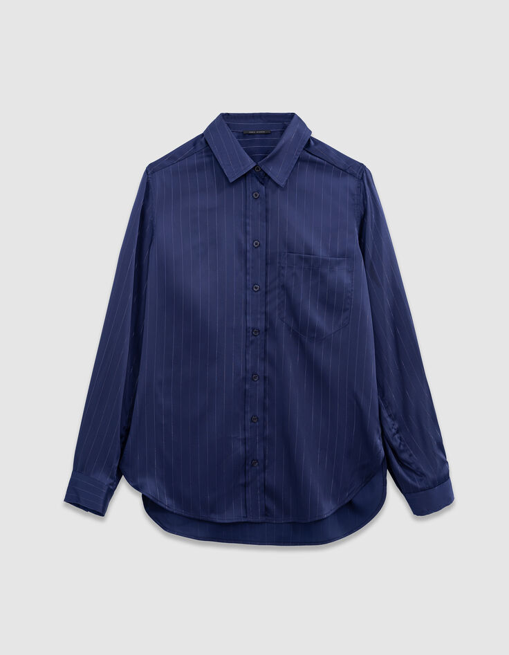 Chemise fluide marine effet motif rayures Femme-5 Chemise fluide marine effet motif rayures Femme-5
