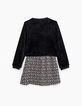 Zwarte 2-in-1 jurk met kasjmierprint en sweater meisjes-4