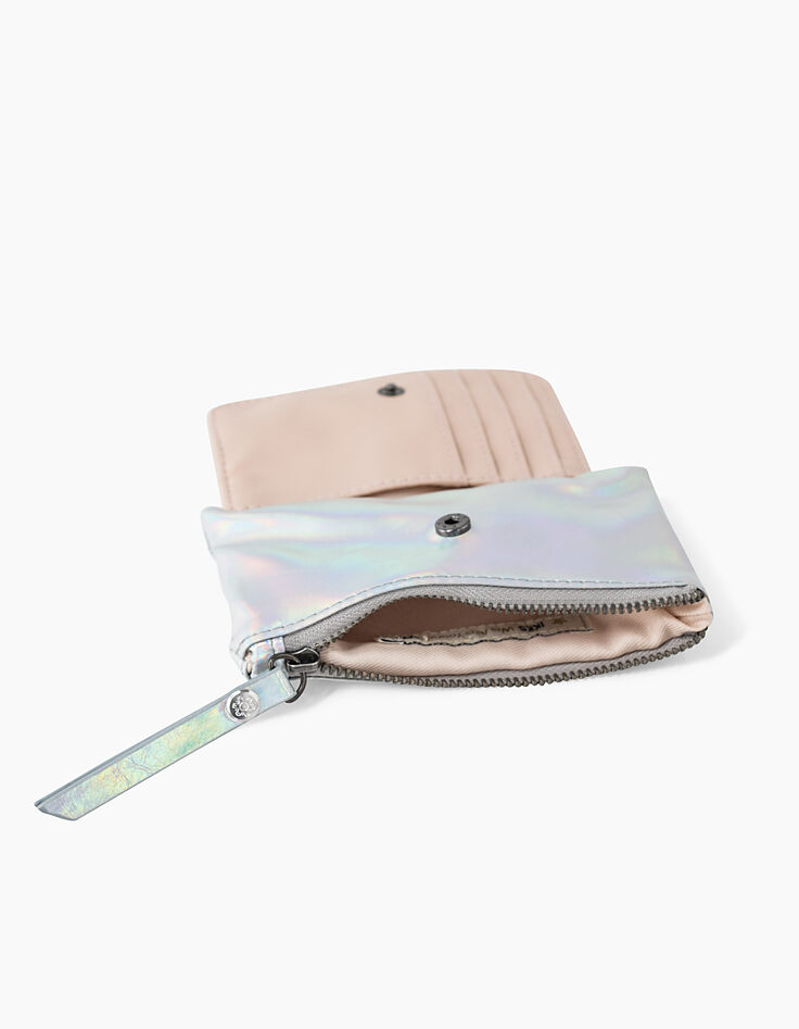 Porte-monnaie et cartes iridescent et rose fille-5