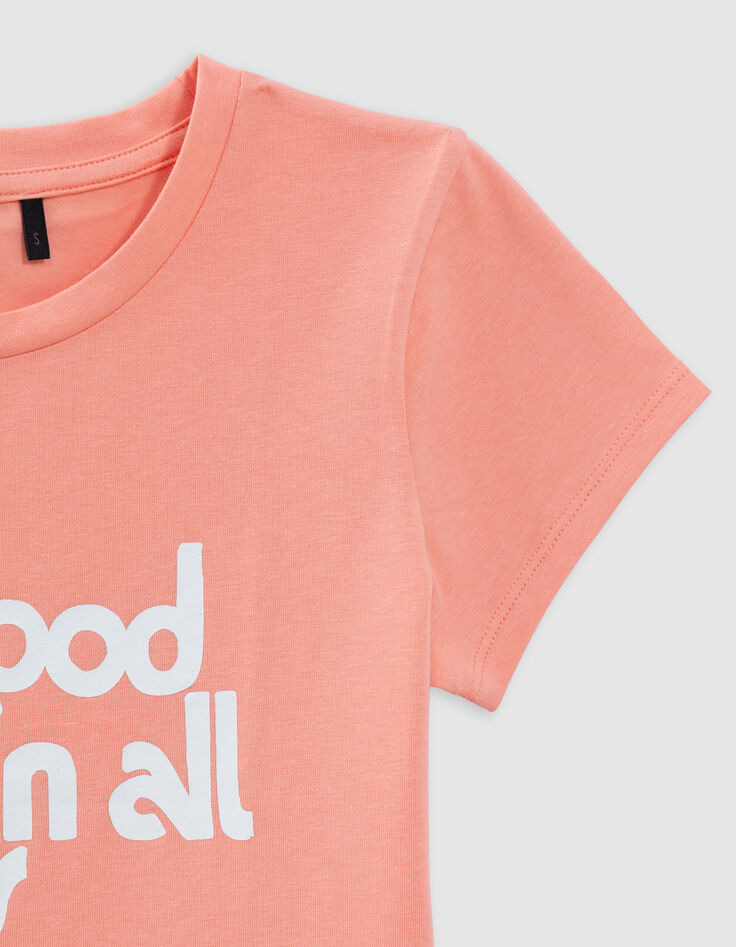 T-shirt corail forme cropped fille-5