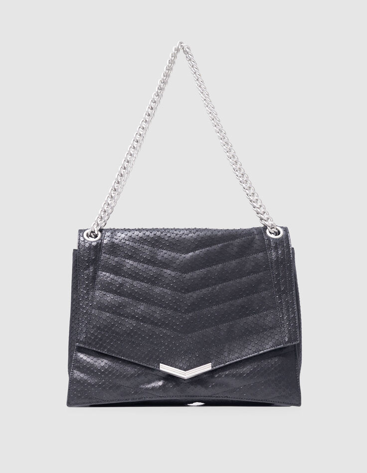 Sac THE 1. noir cuir embossé effet python Taille XL Femme-2