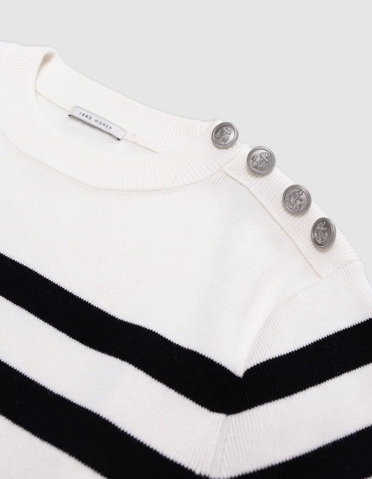 Robe marini&egrave;re tricot ray&eacute; noir et &eacute;cru Femme-6