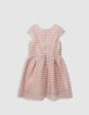 Pink skater dress with openwork lace stripes for girl-3