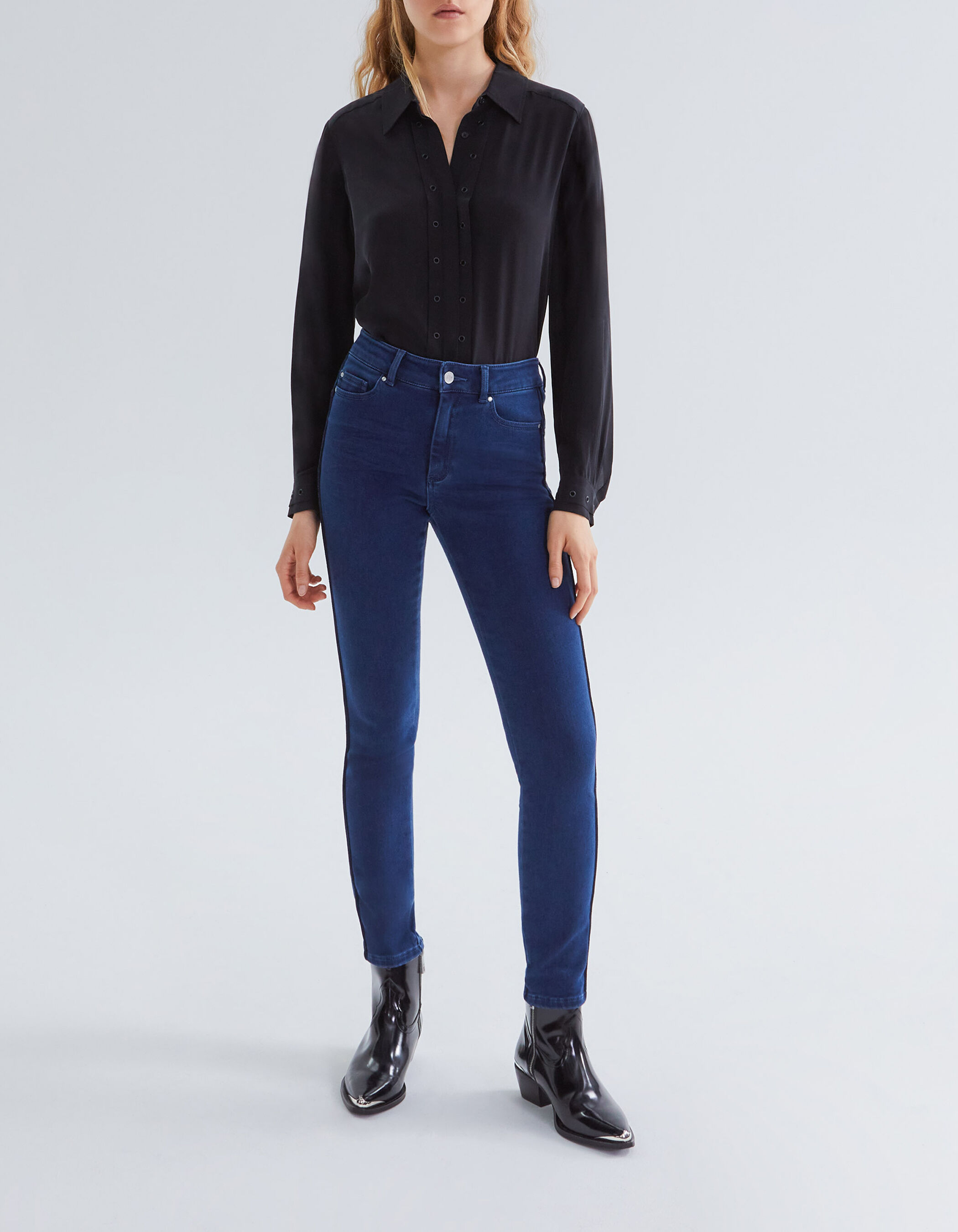 Vaqueros slim azules tobilleros Cosy Fleece mujer