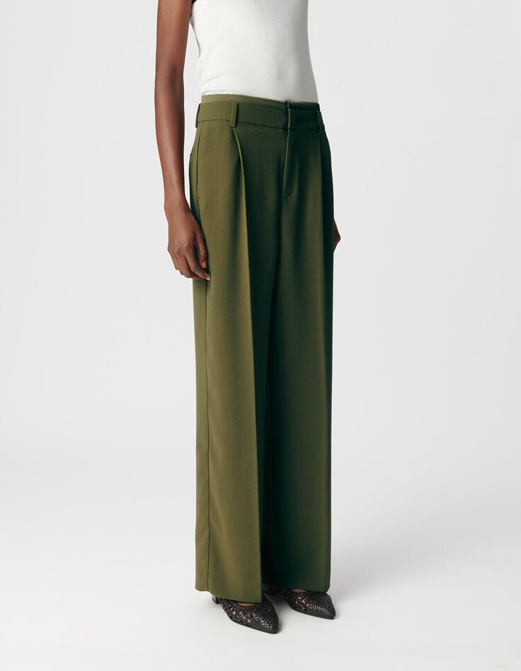 Khaki Damenanzughose weit recycelter Polyester-3 Khaki Damenanzughose weit recycelter Polyester-3