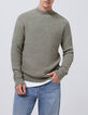 Khaki Herrenrippstrickpullover mit Kaminkragen-1