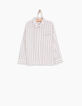 Chemise blanche à rayures marine et rose fille-2