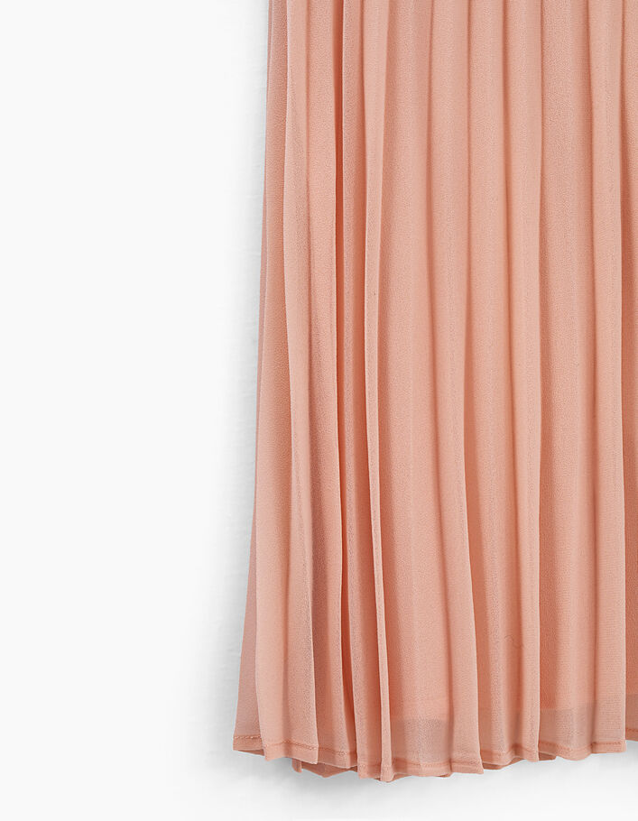 Robe rose poudré plissée à col blanc fille - IKKS