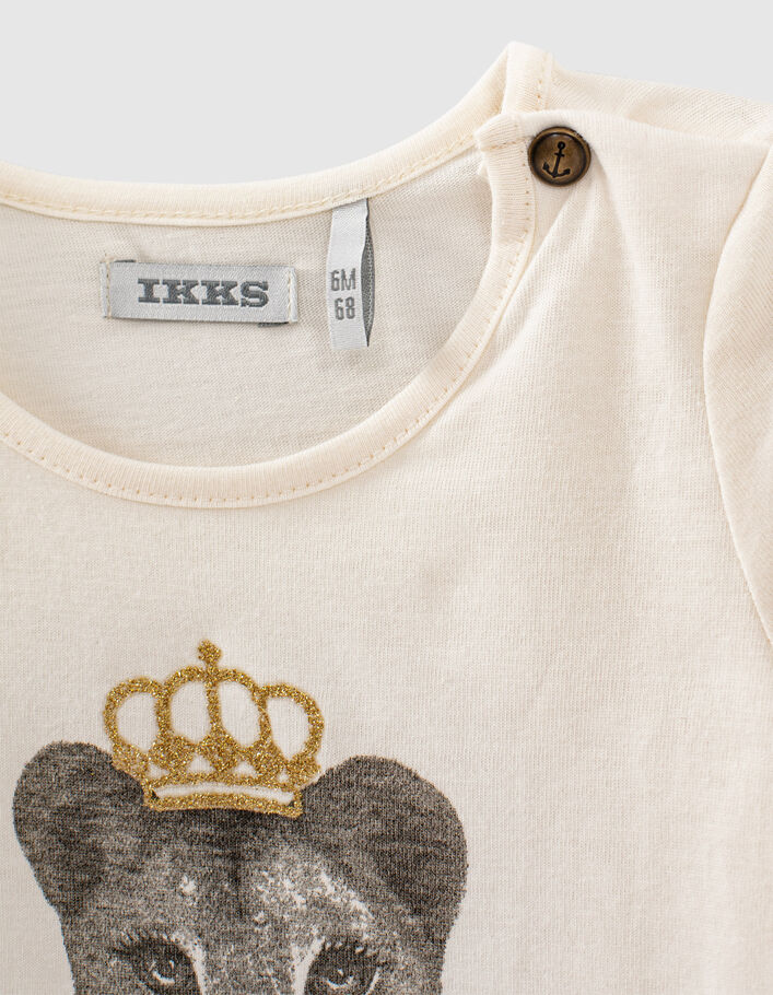 T-shirt écru bio visuel lionne-marinière bébé fille-5