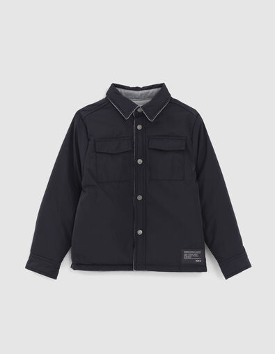 Boys’ navy nylon/ice blue needlecord reversible jacket - IKKS
