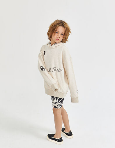 Sudadera marfil con capucha, print y bordados niño  - IKKS