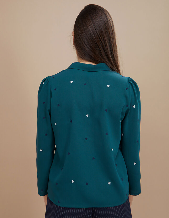 I.Code duck green blouse with heart embroidery - I.CODE