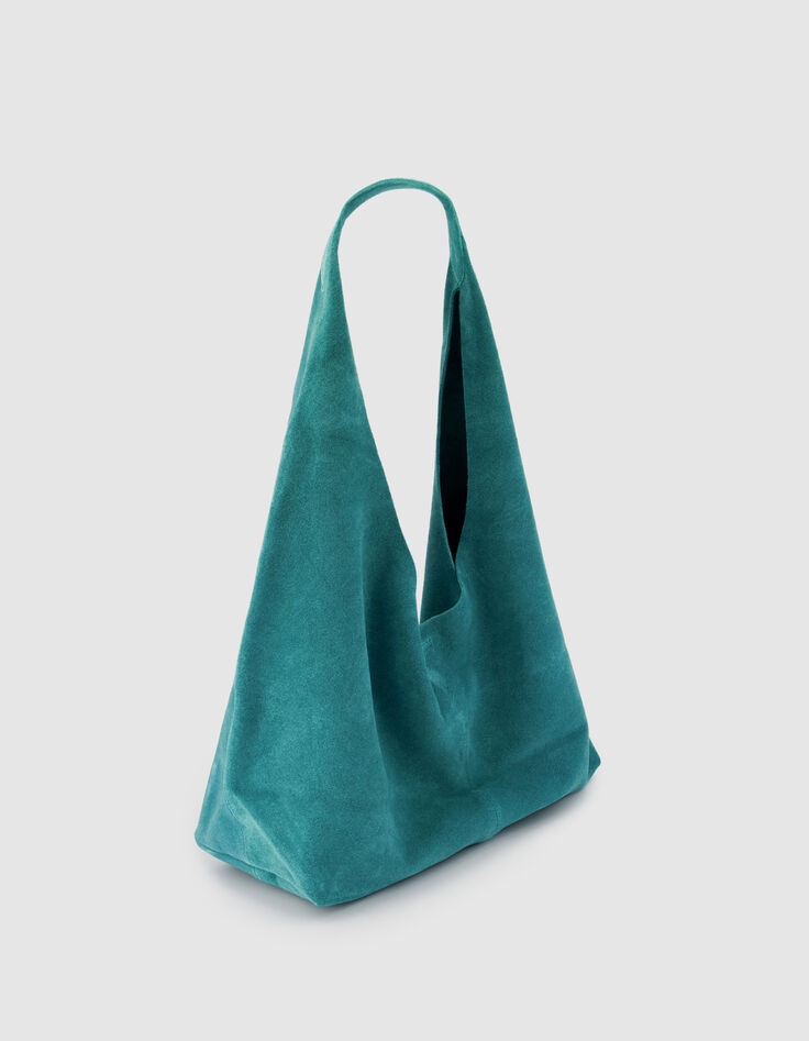 Sac Hobo vert cuir velours souple Femme-2