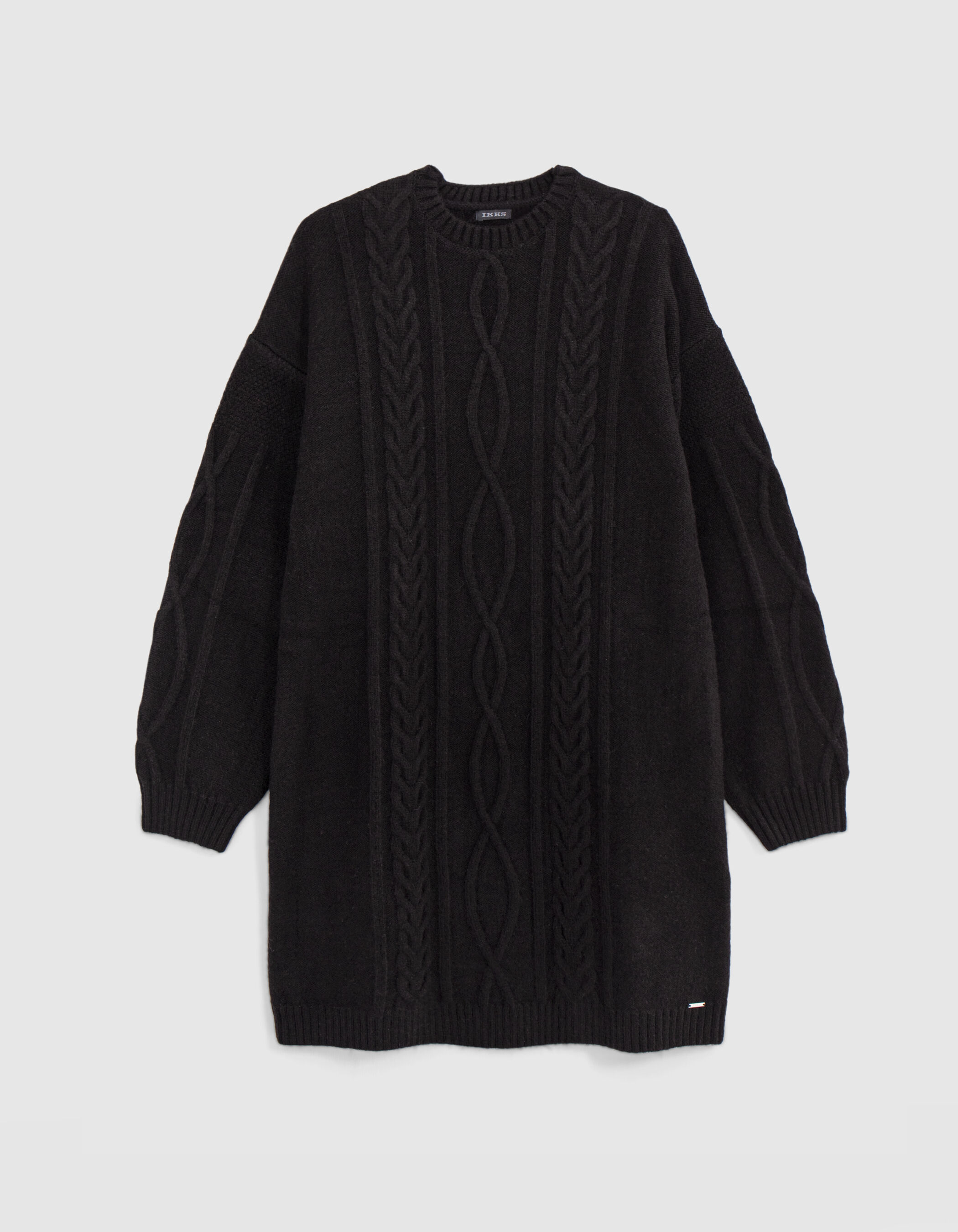 Girl s black cable knit sweater dress IKKS