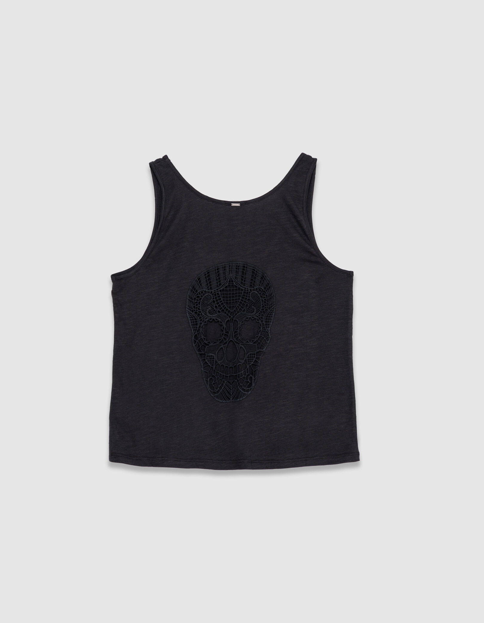 Black embroidered skull tank top Women IKKS