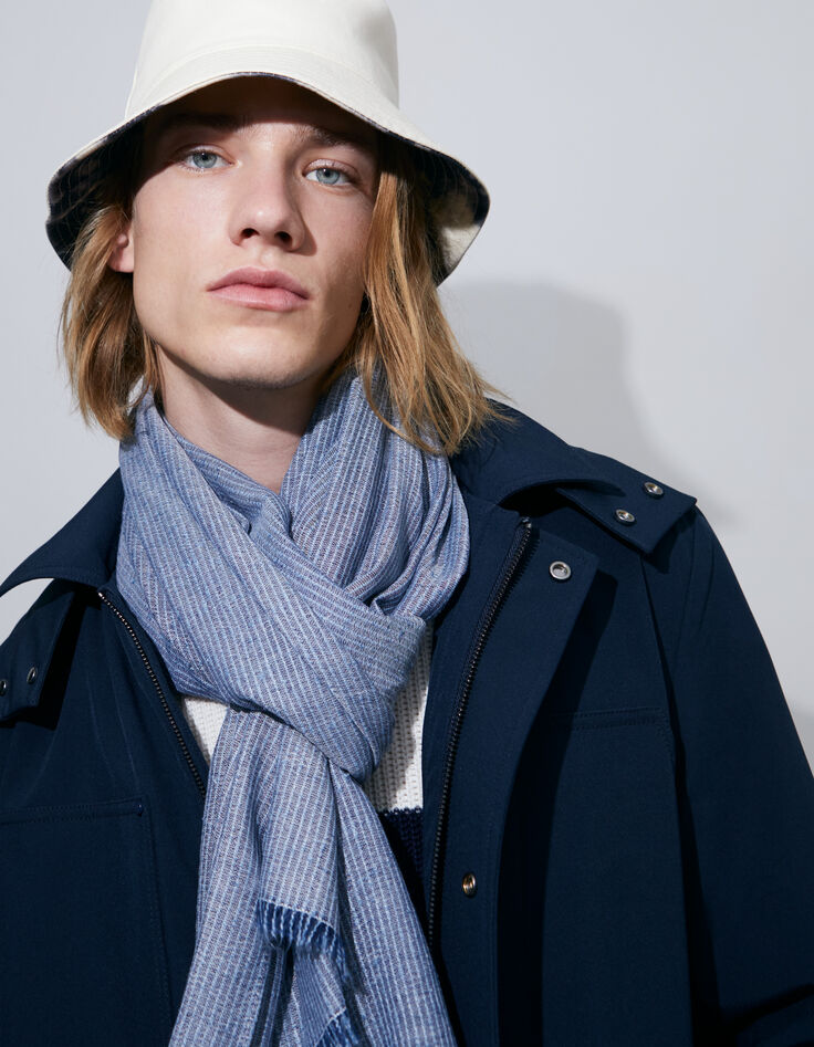Men’s navy scarf with fine stripes-6