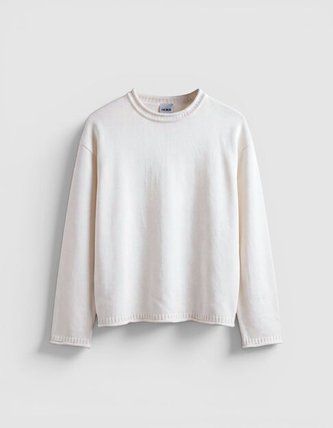 Jersey de algod&oacute;n blanco de cuello redondo - IKKS